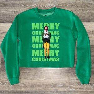 ELF Green Merry Christmas Cropped  Sweatshirt